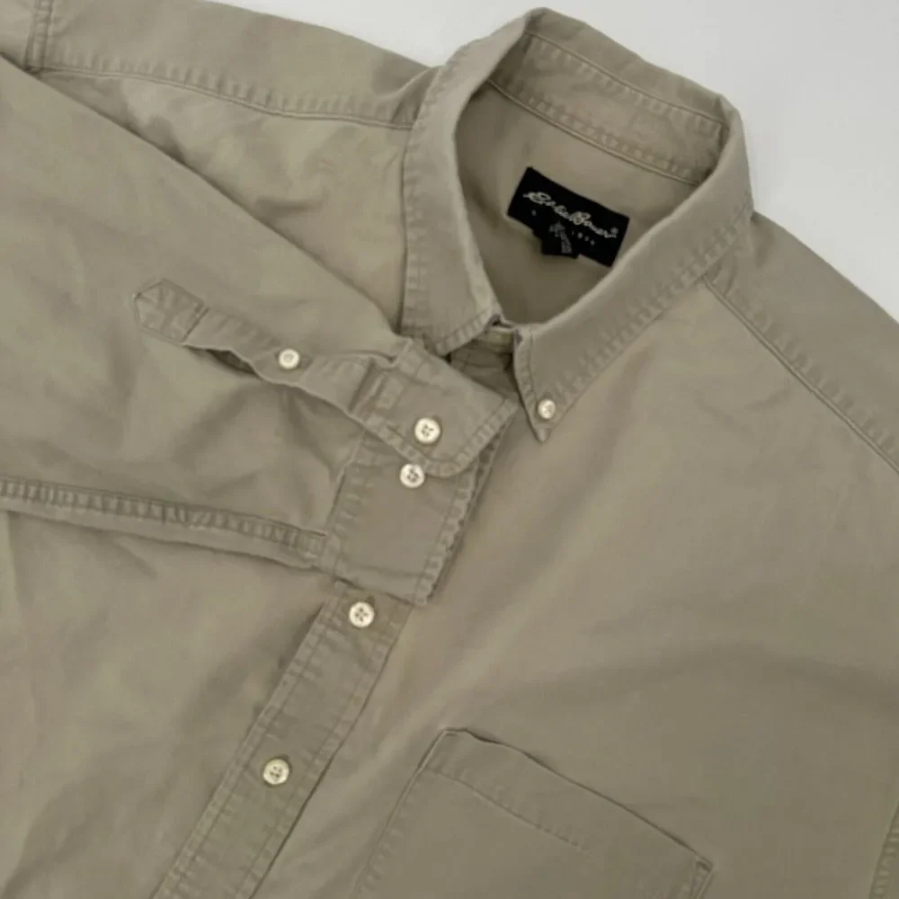 Eddie Bauer Shirt Mens Size XL Gray Regular Fit Long Sleeve Collared Button Down